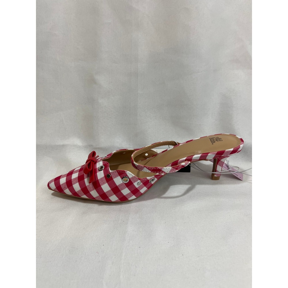 Wild Fable Red Gingham Kitten Heel Mules Bow Pointed Toe Shoes Womens 8 NWT - Picture 4 of 6